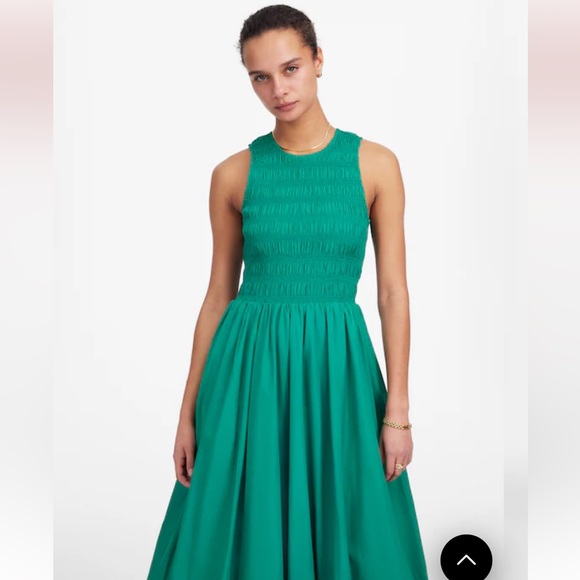 Madewell The Melody Bubble-Hem Smocked Midi Dress in Poplin - Picture 2 of 7